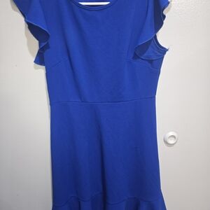 Blue Ruffle Sleeve Dress